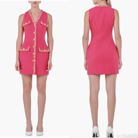 Endless Rose Tweed Trim Sleeveless Dress - Picture 1 of 8